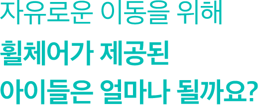 자유로운 이동을 위해 휠체어가 제공된 아이들은 얼마나 될까요?